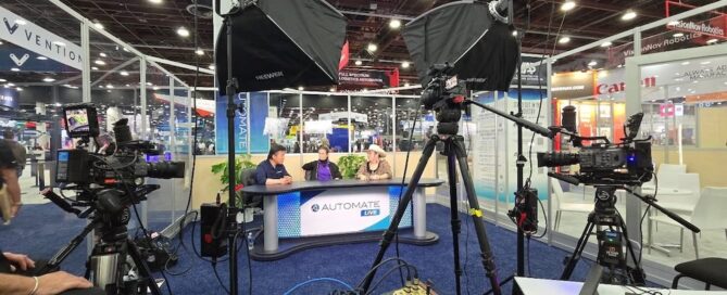 Mongoose AV crew setting up live streaming at Automate Live 2025, Huntington Place Detroit
