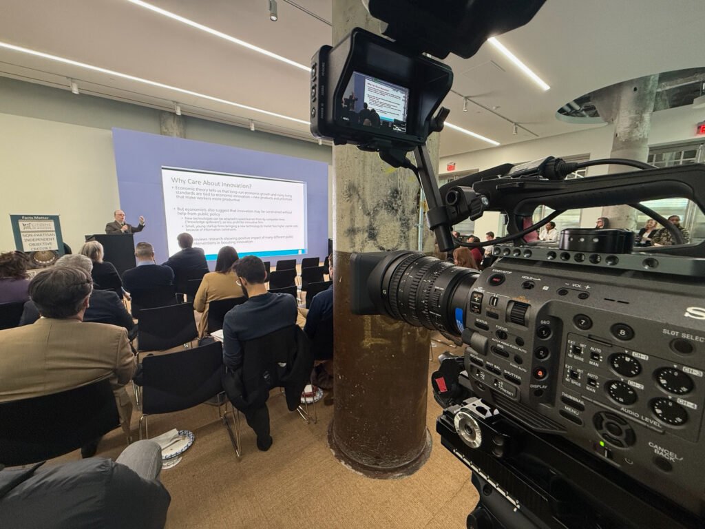 Video production setup for a Ford Motor Company event at Michigan Central Station in Detroit