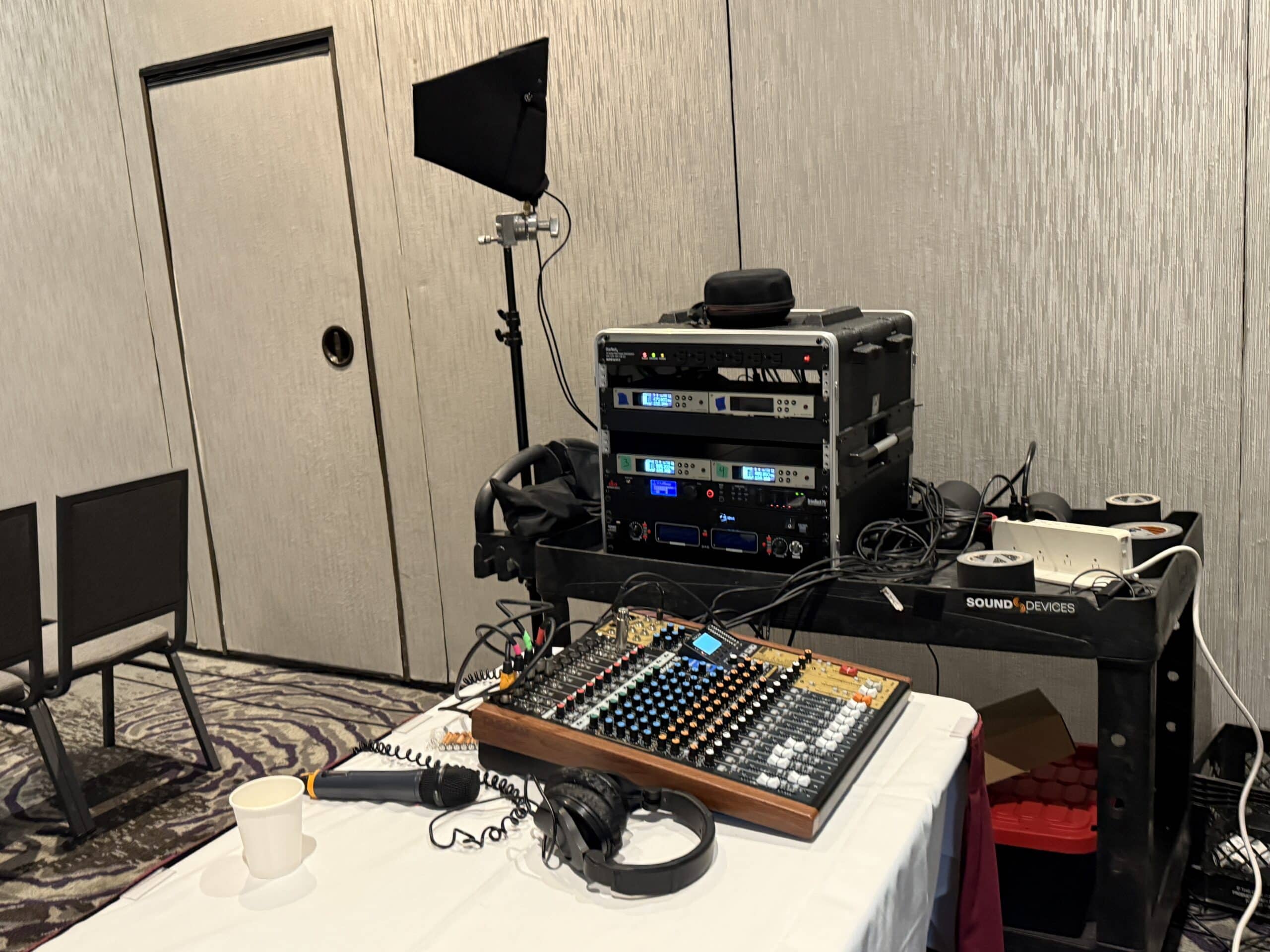 Mongoose AV production crew managing lighting, staging, and streaming in Crystal Lake Illinois