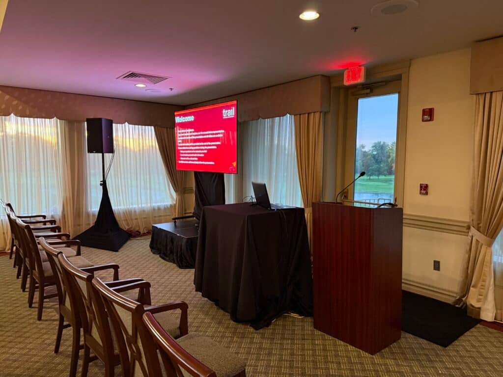Mongoose AV event production setup for corporate conference at Aurora Country Club in Aurora Illinois