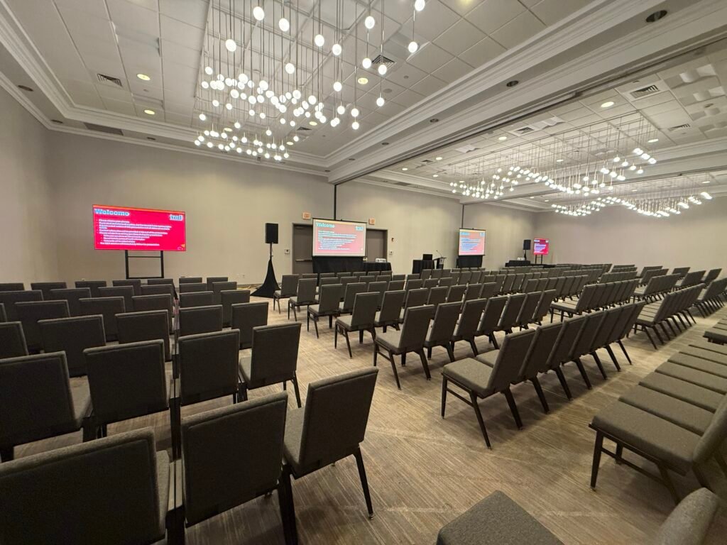 LED display screens and speaker system configured by Mongoose AV for Chicago conference