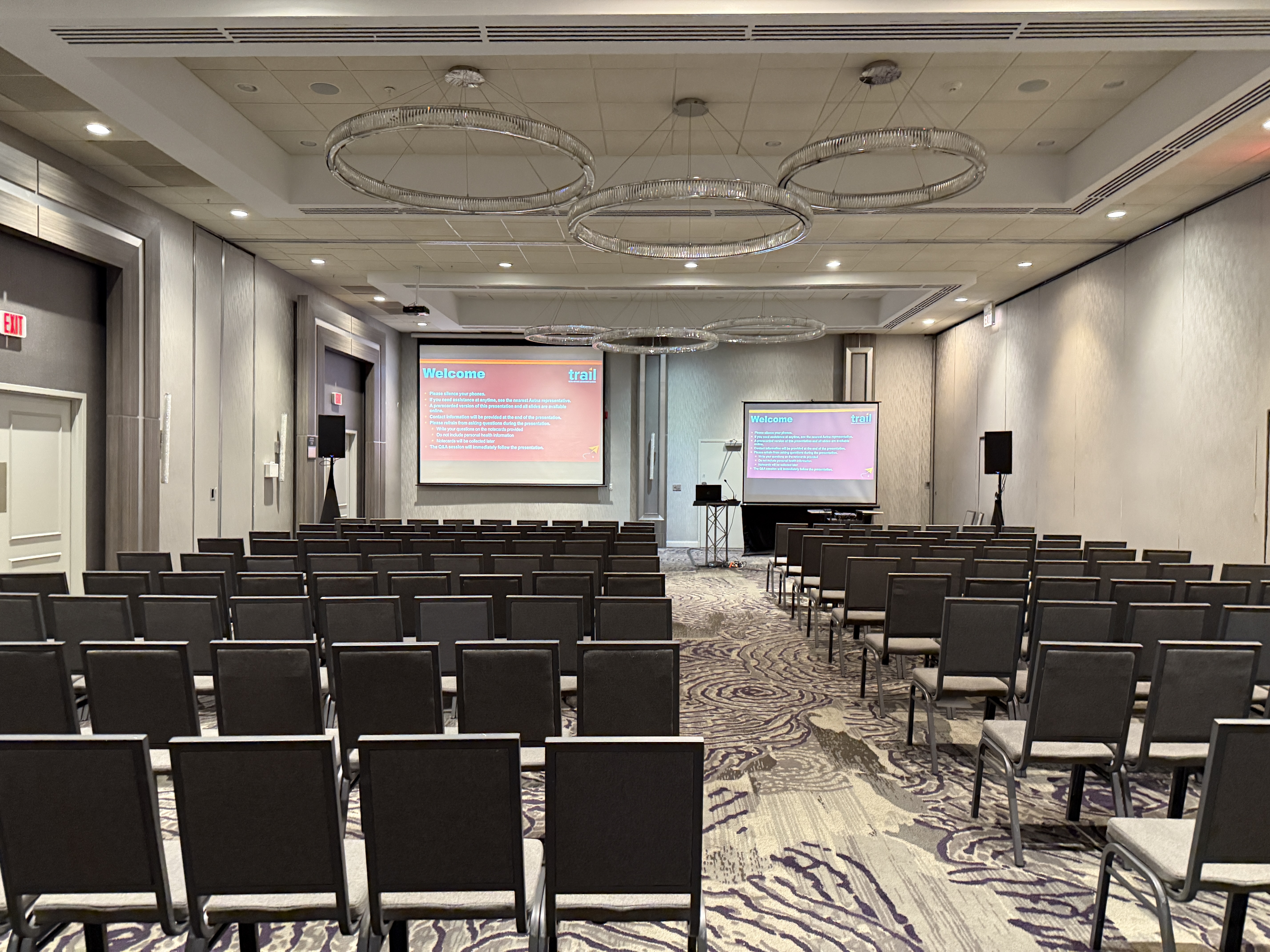 Mongoose AV event production setup for corporate conference at Holiday Inn Crystal Lake Illinois