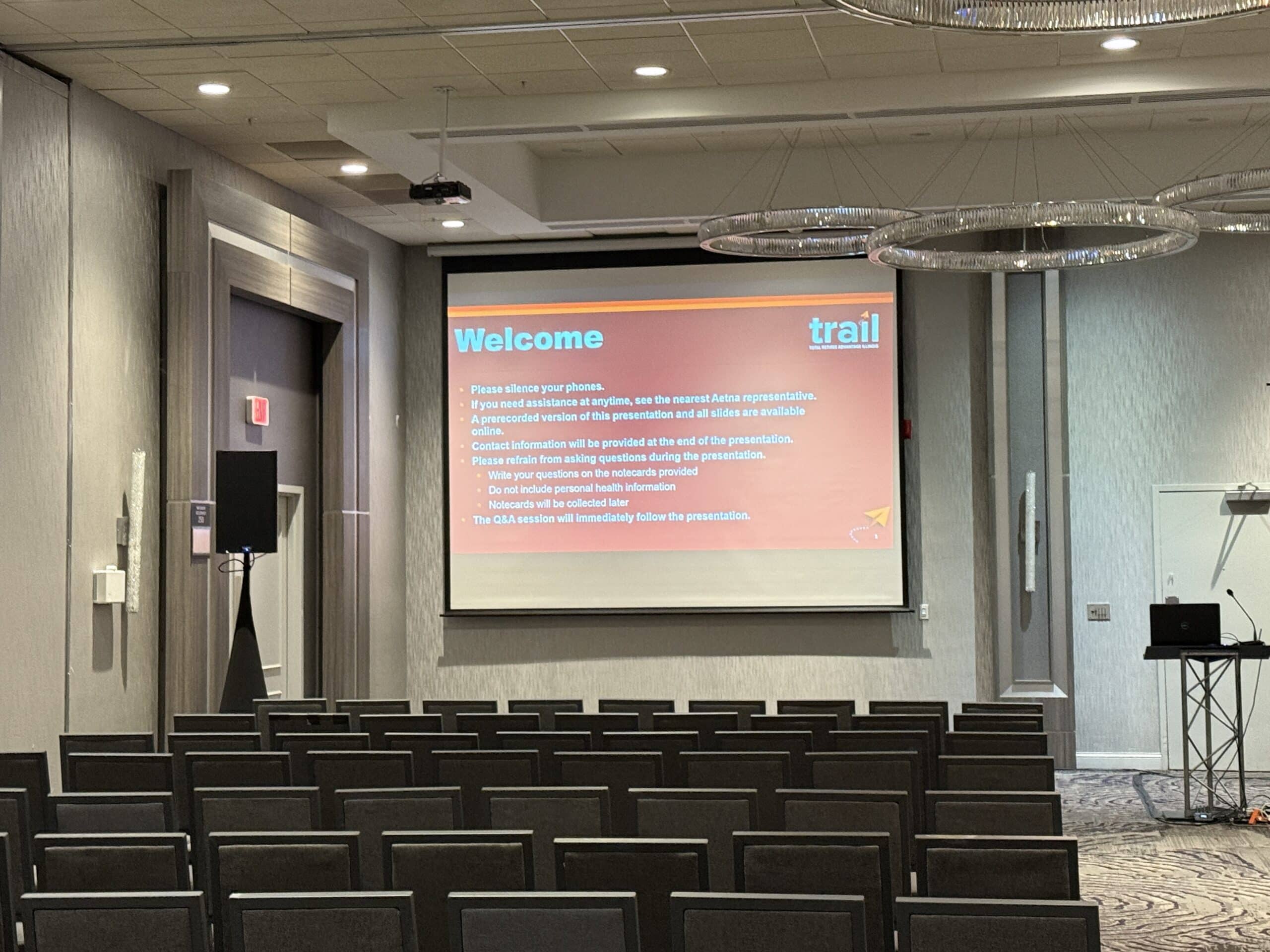 Professional stage lighting and uplighting by Mongoose AV at Holiday Inn Chicago Crystal Lake